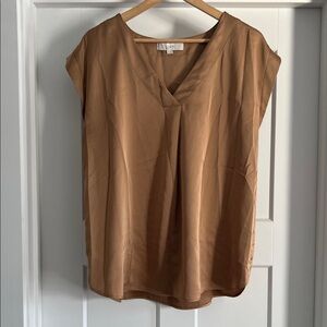 LOFT Camel V-Neck Blouse - 163